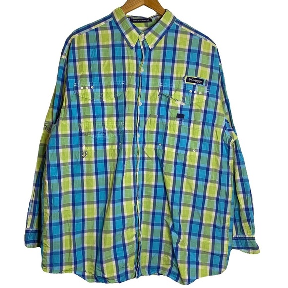 Columbia PFG Super Bonehead Omni Shade Button Up Long Sleeve Collared Shirt L - Picture 1 of 15